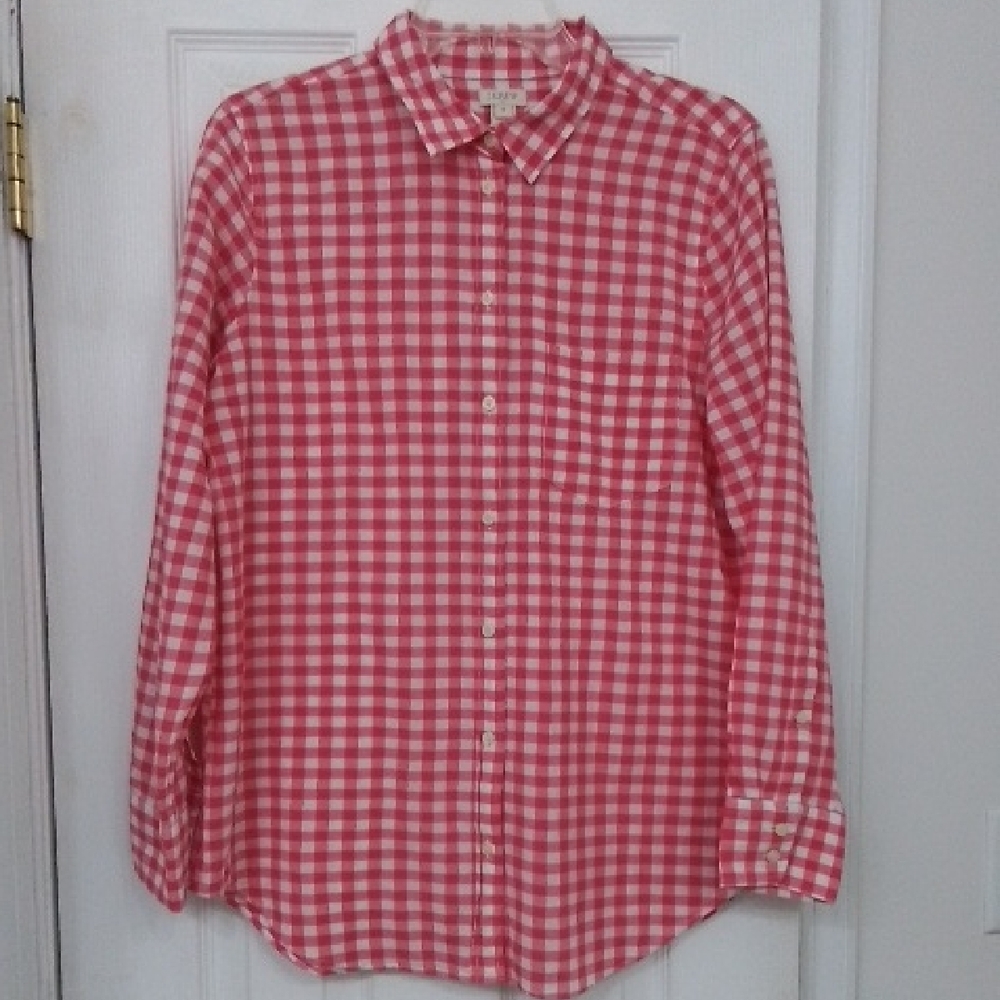 J. Crew women's Dark Pink Checkered Shirt